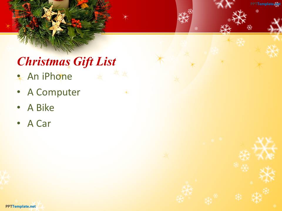 Christmas Gift List PowerPoint Template PPT Template