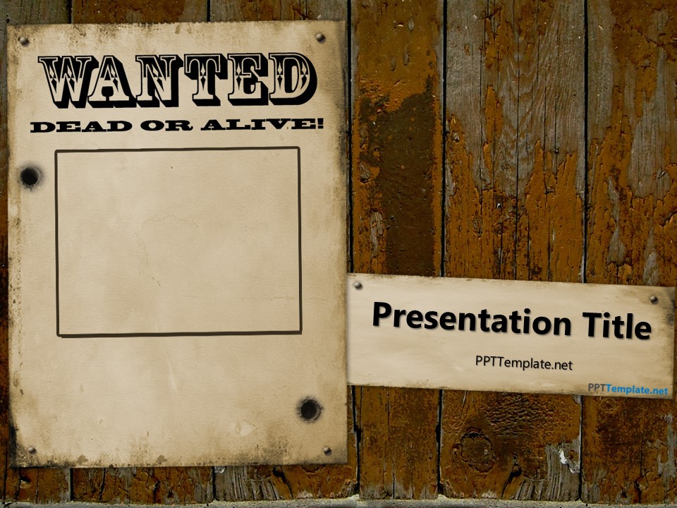 Free Western Wanted Reward PowerPoint Template