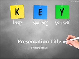 Free Key Chalk Hand White PPT Template