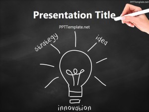 Free Innovation Bulb Chalk Hand Black PPT Template