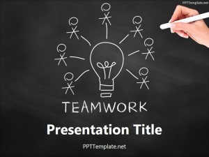 Free Teamwork Bulb Chalk Hand PPT Template